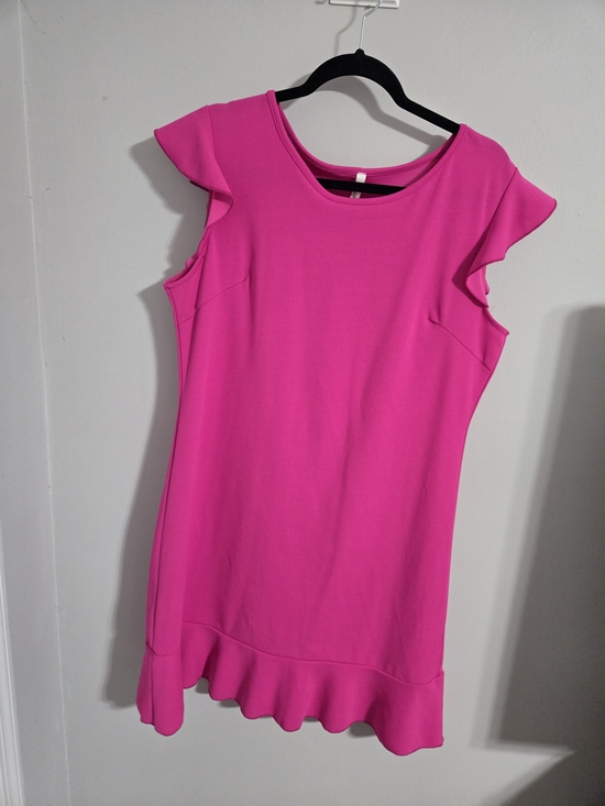 hesed Dresses & Skirts - Fuchsia Ruffle-Hem Midi Dress with Cap Sleeves